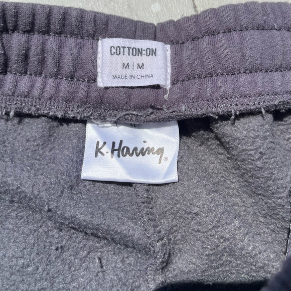 Men's Cotton On Joggers Gray Keith Haring M Stretch Pockets Sweats Graffiti Art - Picture 3 of 13